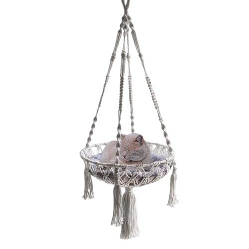 Siuwddee Katzen Hängematte,Makramee Katzen Fensterplatz | Aus Baumwollseil Gewobener Kletterraum Für Haustiere Fensterbank Schreibtisch Außenbereich Siuwddee Katzen Hängematte,Makramee Katzen Fensterplatz | Aus Baumwollseil Gewobener Kletterraum Für Haustiere Fensterbank Schreibtisch Außenbereich von Siuwddee
