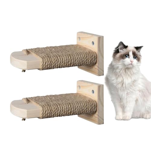 Siuwddee Katzenkratzbaumstufen - Katzenkletterregal Holz | 2er Set Holzstufen zur Katzenpflege, Springbretter für Haustiere von Siuwddee