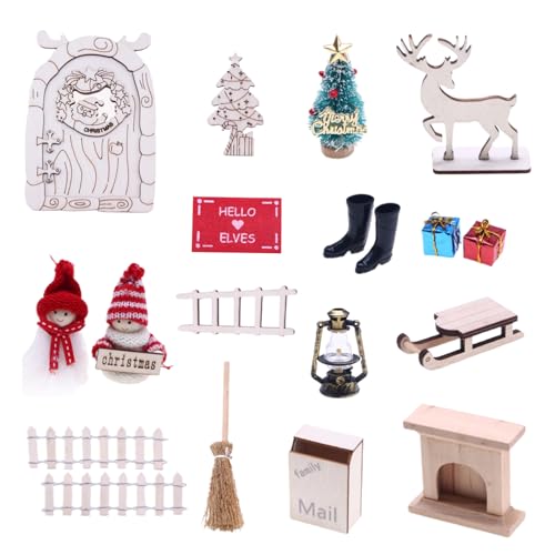 Siuwddee Miniatur Puppenhaus Zubehör | Weihnachtliches Puppenhaus Zubehör - Festliche Spielzeugdekoration Für Feiertagsfeier - Bücherregal Schulprojekt von Siuwddee