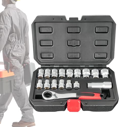 Siuwddee Ratsche Steckschlüssel Set - Steckschlüsselsatz mit Ratsche - Kompaktes Werkzeug-Set für Kfz-Wartung und Elektroinstallation Siuwddee Ratsche Steckschlüssel Set - Steckschlüsselsatz mit Ratsche - Kompaktes Werkzeug-Set für Kfz-Wartung und Elektroinstallation von Siuwddee
