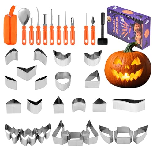 Siuwddee Set Zum Schnitzen Von Halloween Kürbissen - Halloween Kürbislaterne Gravur Set - 37-teiliges Robustes Werkzeug mit Tasche für Klasse Studio Schule Gravur Siuwddee Set Zum Schnitzen Von Halloween Kürbissen - Halloween Kürbislaterne Gravur Set - 37-teiliges Robustes Werkzeug mit Tasche für Klasse Studio Schule Gravur von Siuwddee