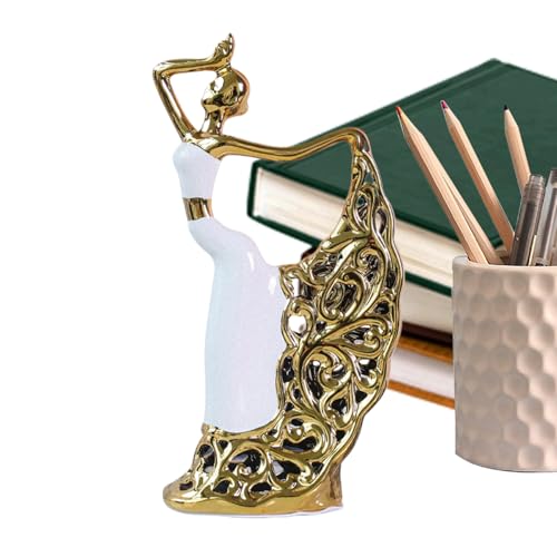 Siuwddee Tänzer Skulptur | Figur Weibliche Tänzerin,Elegantes Tanzkunsthandwerk Deko Keramik Für Wohnzimmer TV-Schrank Kommode Eingangstisch Schreibtisch von Siuwddee