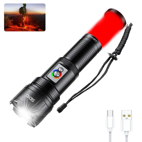 Siuyiu Taschenlampe, Taktische Taschenlampe, 200.000 Lumen Taschenlampe Led Aufladbar, COB, Zoom, IPx4 Wasserdicht Für Notfälle, Outdoor, Zuhause, Camping, Wandern von Siuyiu