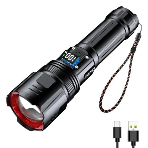 Siuyiu Taschenlampen,200000 Lumen Led Taschenlampe, Wiederaufladbare Taschenlampe Mit Digitaler Leistungsanzeige, Taktische Taschenlampe Mit Zoombar, 4 Modi Für Camping, Notfälle Und Outdoor von Siuyiu