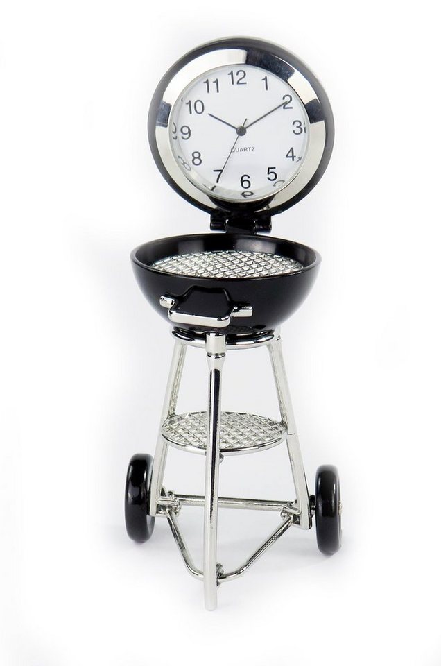 Siva Standuhr Ischuhr Grill schwarz Quarzuhr aus Metall im Kugelgrill Design (Set) von Siva