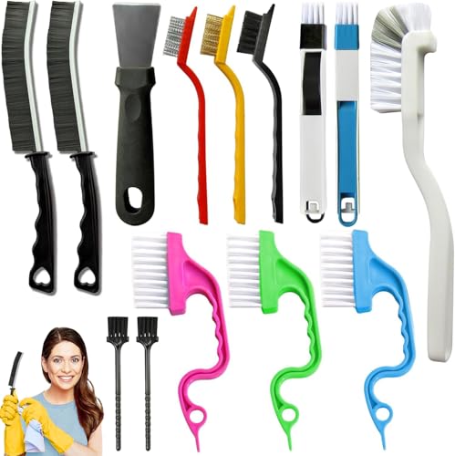 14 Stück Reinigungsbürste, fugenbürste Bad, Küchen Cleaning Brush,Badezimmer eckenreinigungsbürste, Haushalt, Multifunktionale Hartborsten Eckenreinigungsbürste, für Fliesenböden, Türfensterschienen von Sivaopa