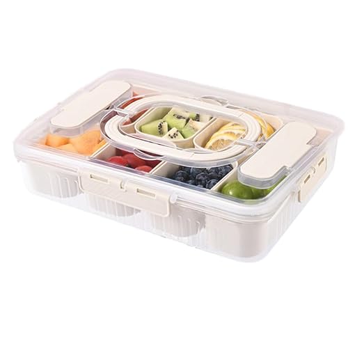Snack-Box mit Fächern, Snackle-Box, unterteilte Snack-Schalen, Stretch-Frischhalte-Schalen, wiederverwendbare Obst-Aufbewahrungsbehälter für den Kühlschrank-Inklusive Obstgabel- Spülmaschinenfest von Sivaopa