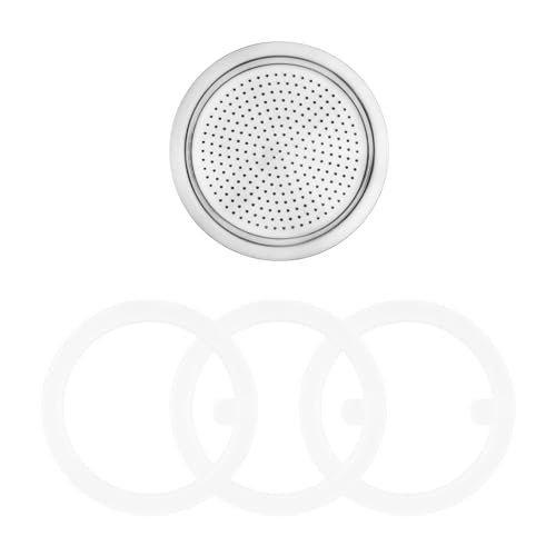 Sivaphe Ersatzdichtung Set für Edelstahl Espressokocher - enthält 3 x Dichtungsring 1 x Ersatzsieb - 4 TASSEN Sivaphe Ersatzdichtung Set für Edelstahl Espressokocher - enthält 3 x Dichtungsring 1 x Ersatzsieb - 4 TASSEN von Sivaphe