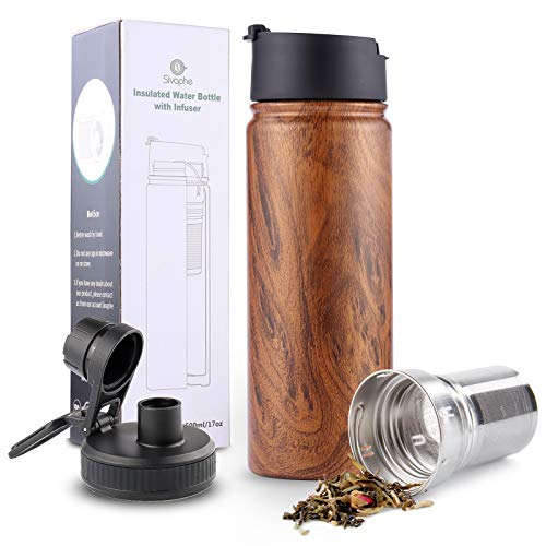 Sivaphe Isolierflasche mit Teefilter doppelwandig Wasserflasche 100% auslaufsicher Edelstahl Trinkflasche Thermosflasche für Camping Picknick 500ml von Sivaphe