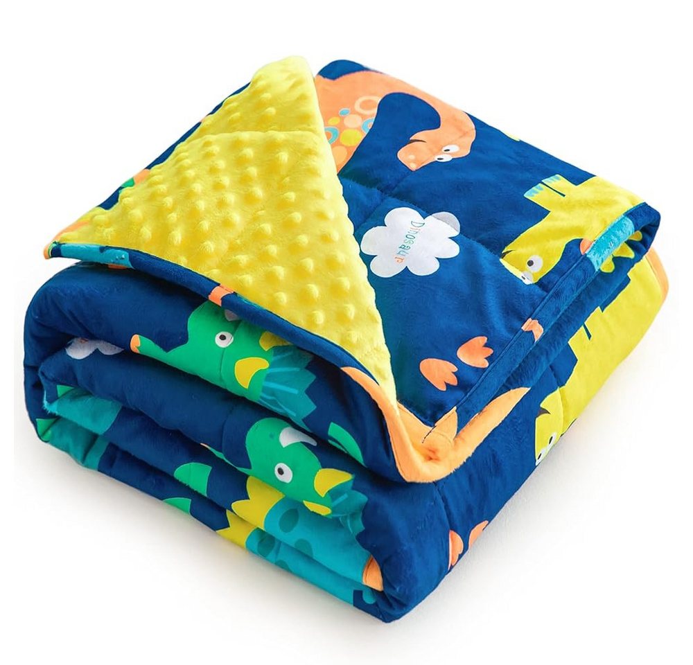 SiviO Gewichtsdecke Kinder, Superweicher Kristallsamt mit Cartoon Mustern, 90x120cm, Füllung: 85% Keramikperlen & 15% Polyesterfaser, Bezug: 100% Polyester, Reversible Schwere Decke für Kinder von SiviO