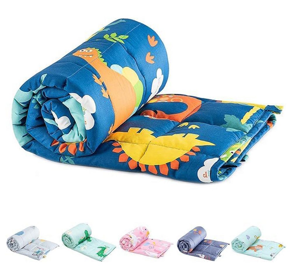 SiviO Gewichtsdecke Kinder Therapie-Bettdecke Weiche Kuschelige Bettdecke, für natürliche Erholung und Schlaf, 90×120cm, Blau Dinosaurier, 1.3kg von SiviO