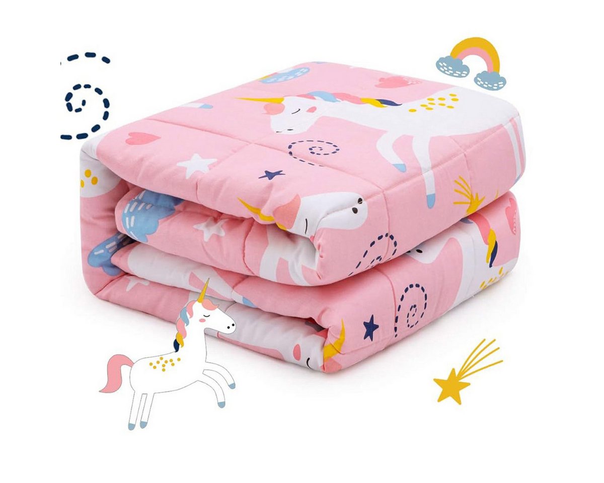 SiviO Gewichtsdecke Kinder Therapie-Bettdecke Weiche Kuschelige Bettdecke, für natürliche Erholung und Schlaf, 90×120cm, Rosa Einhorn, 1.3kg von SiviO