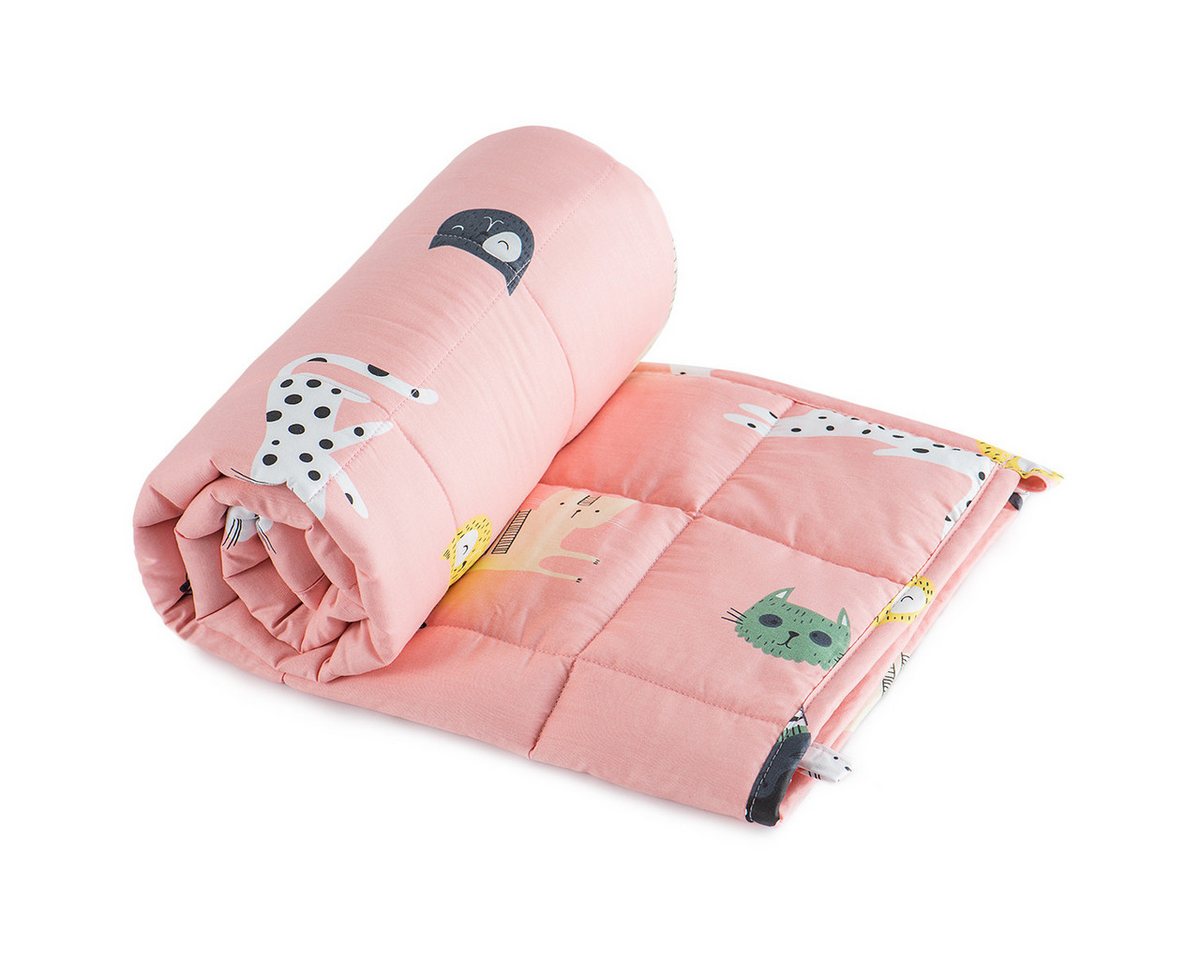SiviO Gewichtsdecke Kinder Therapie-Bettdecke Weiche Kuschelige Bettdecke, für natürliche Erholung und Schlaf, 90×120cm, Rosa Katze, 2.3kg von SiviO