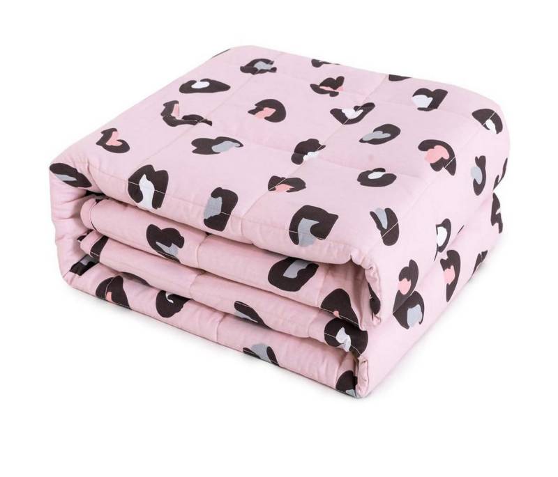 SiviO Gewichtsdecke Kinder Therapie-Bettdecke aus Baumwolle, Weiche Kuschelige Bettdecke, stressreduzierende Kuscheldecke, 90x120cm,Rosa Leopard,2.3kg von SiviO