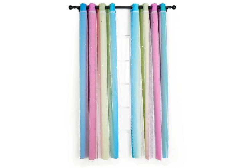 SiviO Vorhang Kinder Verdunkelungsvorhänge mit Sternen-Ombre-Design, 2 Stück, Ösen, blickdicht, 2-in-1 Doppellagig mit Voile und Ösen von SiviO