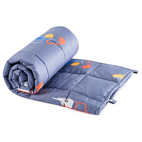 Sivio Gewichtete Decke, 2,3kg, Gepunktet und Baumwoll-Seiten mit Cartoon-Mustern, schwere Decke, ideal zum Beruhigen und Schlafen, Baumwolle, Blau Car World, 90 x 120cm von Sivio
