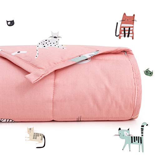 Sivio Gewichtsdecke, 1,3 kg, Ultra Gemütlich Gepunktet und Baumwollseite mit Cartoon Mustern, Schwere Decke ideal zum Beruhigen und Schlafen, 90 x 120 cm, rosa Katze Sivio Gewichtsdecke, 1,3 kg, Ultra Gemütlich Gepunktet und Baumwollseite mit Cartoon Mustern, Schwere Decke ideal zum Beruhigen und Schlafen, 90 x 120 cm, rosa Katze von Sivio