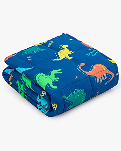 Sivio Gewichtsdecke für Kinder, Weiche Kuschelige Bettdecke für Natürlich Beruhigenden und Gesunden Schlaf, Geschenk für Jungen und Mädchen, 2,3 kg, 90 x 120 cm, Dinosaurier, Blau von Sivio
