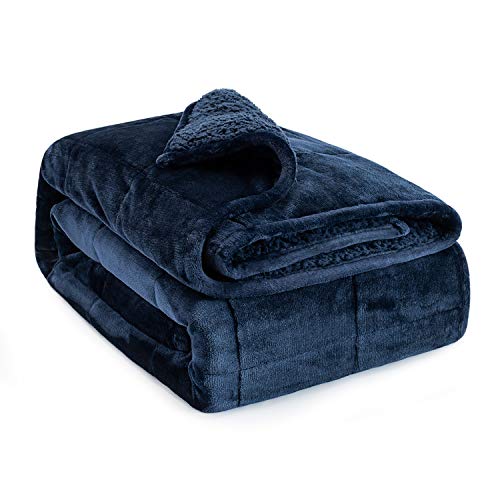 Sivio Weighted Blanket Queen Size 7kg, Sherpa Weighted Blanket with Soft Plush Fleece, Fluffy Warm Sherpa Thick Heavy Bed Blanket, Great for Sleep and Calming, 150 x 200cm, Navy Blue von Sivio