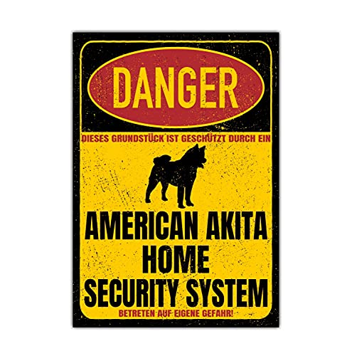 American Akita Inu Dog Schild Danger Security System Türschild Hundeschild Warnschild Fun von siviwonder