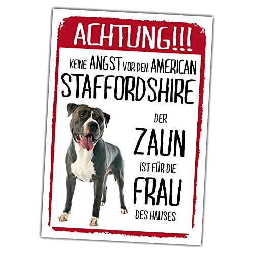 American Staffordshire Terrier Schild Achtung Zaun Frau Spruch Türschild Hundeschild Warnschild Fun von siviwonder