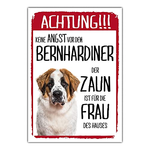 Bernhardiner Schild Achtung Zaun Frau Spruch Türschild Hundeschild Warnschild Fun von siviwonder
