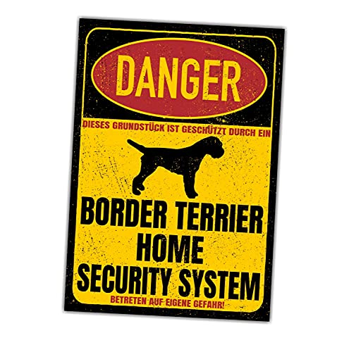 Border Terrier Dog Schild Danger Security System Türschild Hundeschild Warnschild von siviwonder