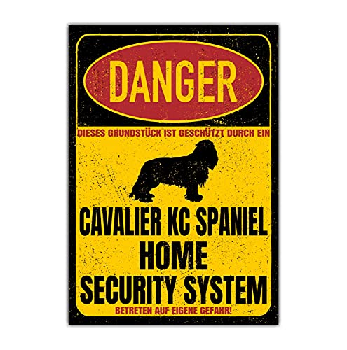 Cavalier King Charles Spaniel Dog Schild Danger Security System Türschild Hundeschild Warnschild von siviwonder