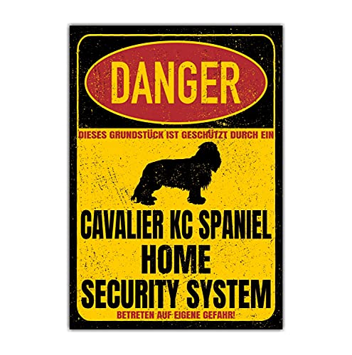 Cavalier King Charles Spaniel Dog Schild Danger Security System Türschild Hundeschild Warnschild Sicherheitsschild Hund Privatgrundstück Hundewarnung Warnung vor dem Hund von siviwonder