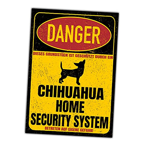 Chihuahua Chi Chis Dog Schild Danger Security System Türschild Hundeschild Warnschild von siviwonder