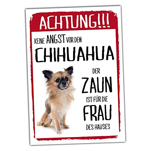 Chihuahua Langhaar Dog Schild Achtung Zaun Frau Spruch Türschild Hundeschild Warnschild Fun von siviwonder