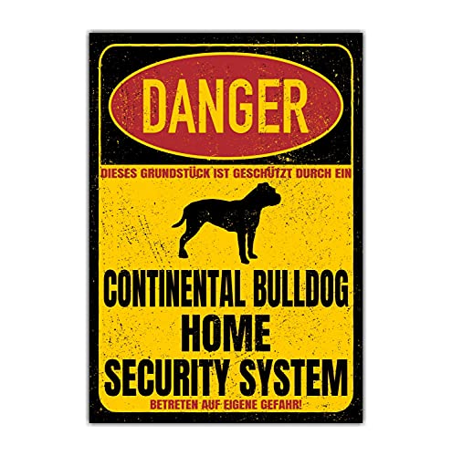 Continental Bulldog Conti Dog Schild Danger Security System Türschild Hundeschild Warnschild Sicherheitsschild Hund Privatgrundstück Hundewarnung Warnung vor dem Hund Continental Bulldog Conti Dog Schild Danger Security System Türschild Hundeschild Warnschild Sicherheitsschild Hund Privatgrundstück Hundewarnung Warnung vor dem Hund von siviwonder