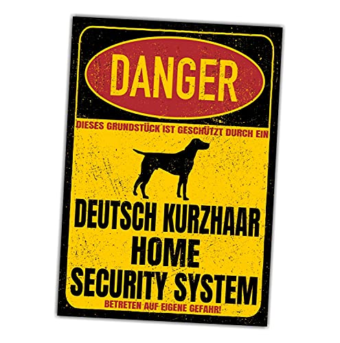 Deutsch Kurzhaar DK Dog Schild Danger Security System Türschild Hundeschild Warnschild Sicherheitsschild Hund Privatgrundstück Hundewarnung Warnung vor dem Hund von siviwonder