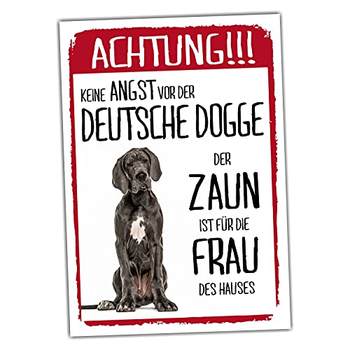 Deutsche Dogge Dog Schild Achtung Zaun Frau Spruch Türschild Hundeschild Warnschild Fun von siviwonder