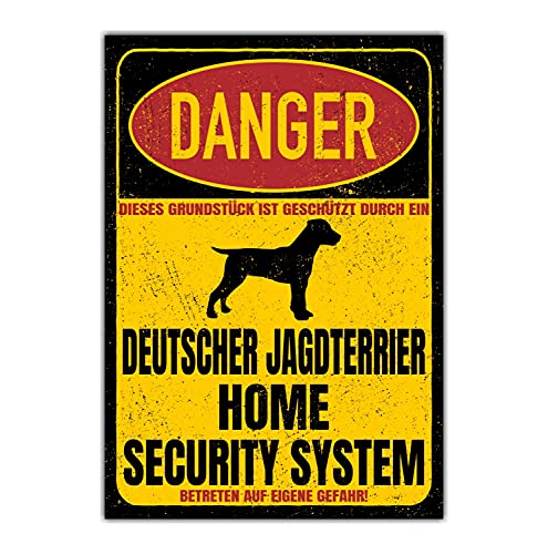 Deutscher Jagdterrier Dog Schild Danger Security System Türschild Hundeschild Warnschild Sicherheitsschild Hund Privatgrundstück Hundewarnung Warnung vor dem Hund von siviwonder