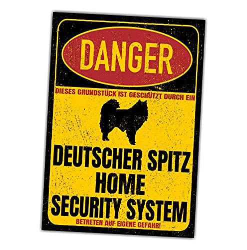 Deutscher Spitz Spitze Dog Schild Danger Security System Türschild Hundeschild Warnschild von siviwonder