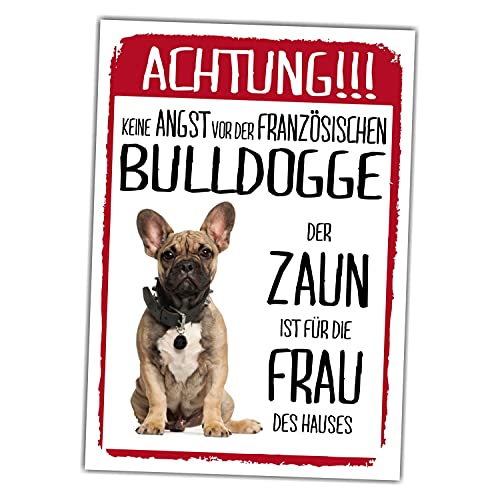 Französische Bulldogge Dog Schild Achtung Zaun Frau Spruch Türschild Hundeschild Warnschild Fun von siviwonder