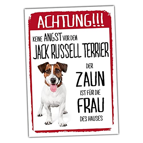 Jack Russell Dog Schild Achtung Zaun Frau Spruch Türschild Hundeschild Warnschild Fun von siviwonder