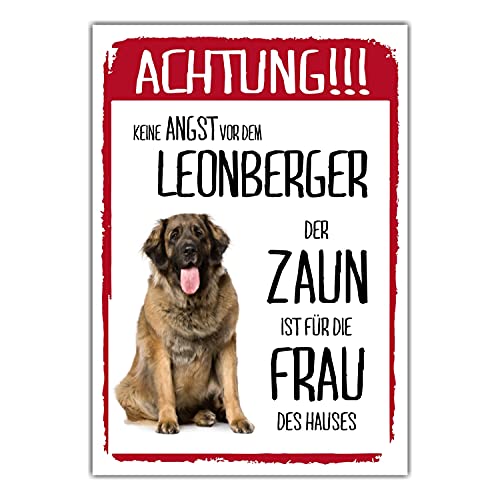 Leonberger Dog Schild Achtung Zaun Frau Spruch Türschild Hundeschild Warnschild Fun von siviwonder