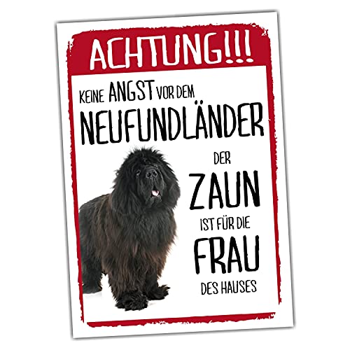 Neufundländer Dog Schild Achtung Zaun Frau Spruch Türschild Hundeschild Warnschild Fun von siviwonder