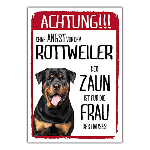 Rottweiler Dog Schild Achtung Zaun Frau Spruch Türschild Hundeschild Warnschild Fun von siviwonder