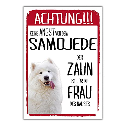 Samojede Dog Schild Achtung Zaun Frau Spruch Türschild Hundeschild Warnschild Fun von siviwonder