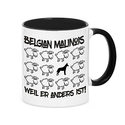 siviwonder Tasse Black Sheep - Belgian Malinois Schäferhund - Hunde Fun Schaf Kaffebecher von siviwonder