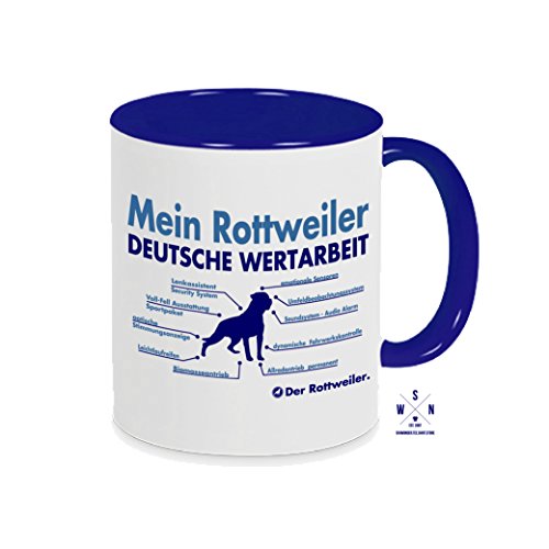 siviwonder Tasse Kaffeebecher Rottweiler Wertarbeit Innovation Teileliste Hund Hunde Fun blau von siviwonder