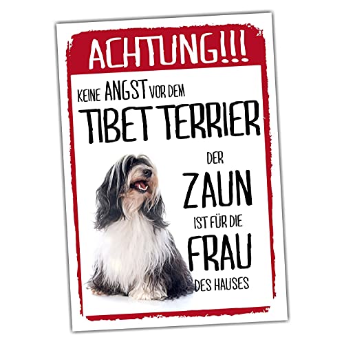 Tibet Terrier Dog Schild Achtung Zaun Frau Spruch Türschild Hundeschild Warnschild Fun von siviwonder