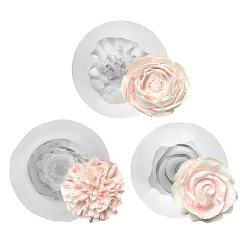 3 Verschiedene Silikonform Blumen(Ø7/7.3/6cm) Kerzenformen zum gießen 3D Silikonformen Kerzen DIY Silikonform rose, Für die Herstellung von Kerzen silikonformen von Sivono