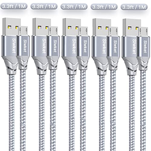 Siwket Micro-USB-Kabel, 5 Stück, 1 m, geflochtenes USB-A auf Micro-Ladekabel, Android-Ladekabel, Datensynchronisationskabel für Samsung Galaxy J7, S7, S6, Kindle Fire, Fire HD Tablets, Moto, Huawei Siwket Micro-USB-Kabel, 5 Stück, 1 m, geflochtenes USB-A auf Micro-Ladekabel, Android-Ladekabel, Datensynchronisationskabel für Samsung Galaxy J7, S7, S6, Kindle Fire, Fire HD Tablets, Moto, Huawei von Siwket