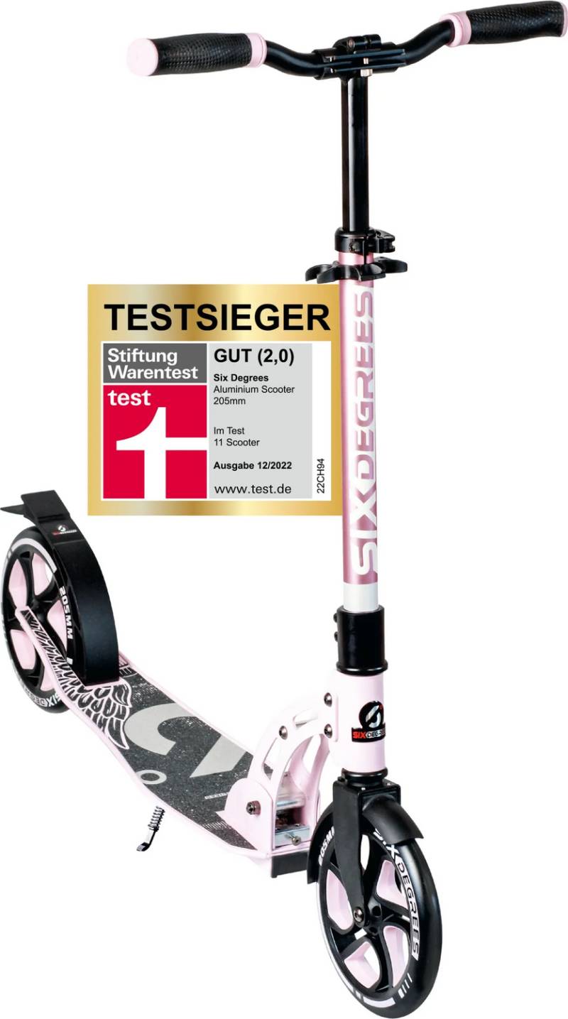 Six Degrees Alu Scooter Roller 205mm City Roller Kickroller Rosa Pink Kinder  B-Ware von Six Degrees
