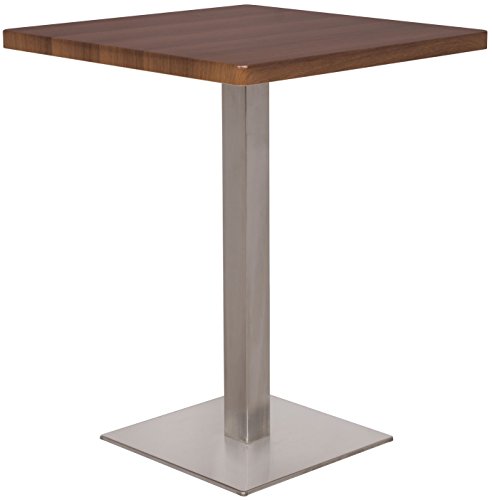 SixBros. Bartisch Bistrotisch Tisch Nussbaum Holzoptik Eckig Edelstahlfuß 60x60x75 - M-BT60/1431 von SixBros.