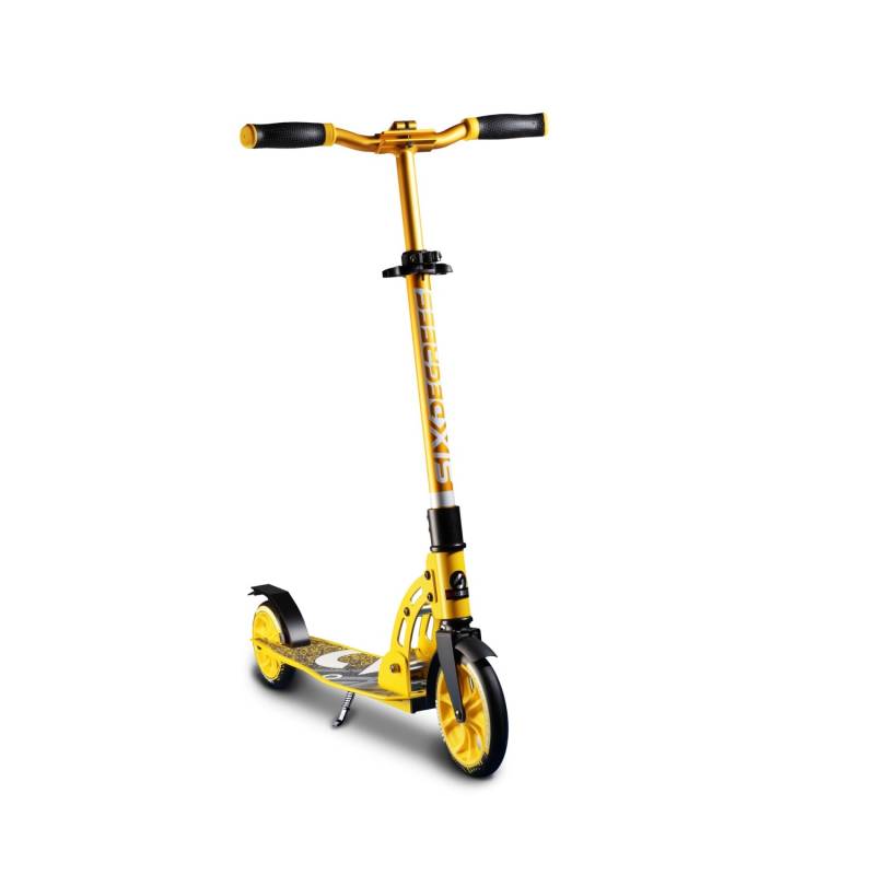 Six Degrees Aluminium Scooter Junior mit Klappmechanismus & Ständer 180/145 mm Höhenverstellbar GS-Geprüft Gelb von SixDegrees